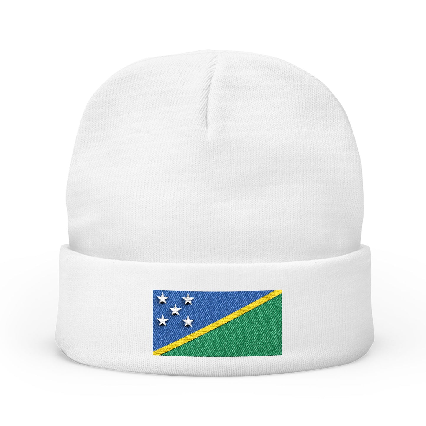 Beanie Hat Solomon Islands Flag Embroidery Winter Knit Beanie