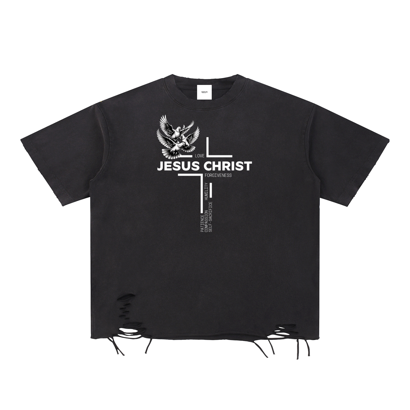 Snow Washed Raw-Hem T-Shirt