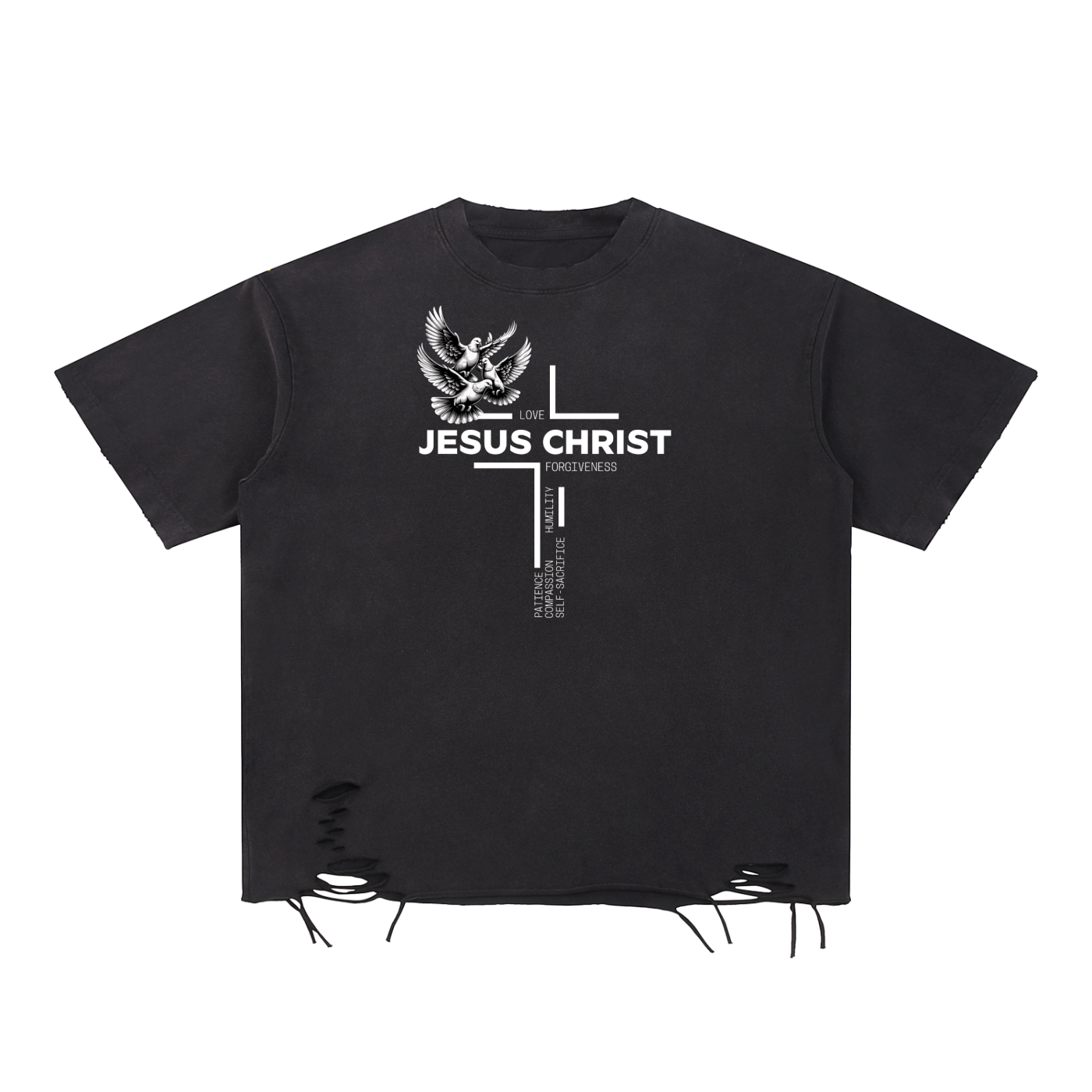 Snow Washed Raw-Hem T-Shirt