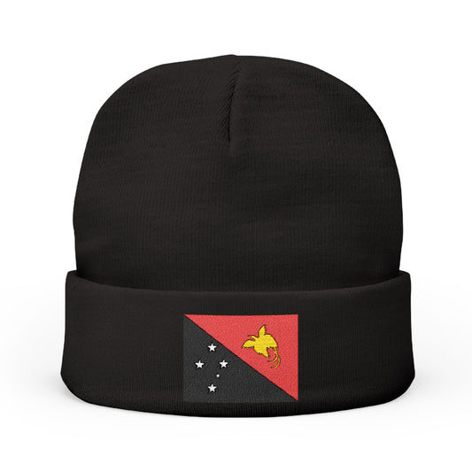 Beanie Hat (Embroidered with PNG Flag)