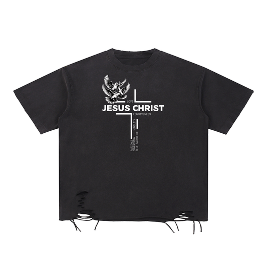 Snow Washed Raw-Hem T-Shirt